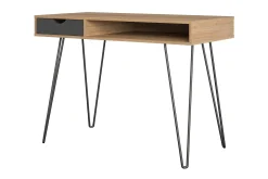 Novogratz Kontorbord-Concord Skrivebord 106 cm med Oppbevaring Skuff Grå/Natur/Sv Natur/Svart