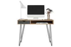 Novogratz Kontorbord-Concord Skrivebord 106 cm med Oppbevaring Skuff Grå/Natur/Sv Natur/Svart