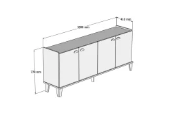 Sideboard & Skjenker-Console Eik|Marmor Svart,Natur