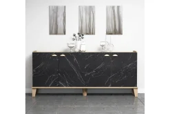 Sideboard & Skjenker-Console Eik|Marmor Svart,Natur