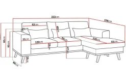 Scandinavian Choice Copenhagen Compact 3-seters Vendbar L-formet Divansofa i Stoff