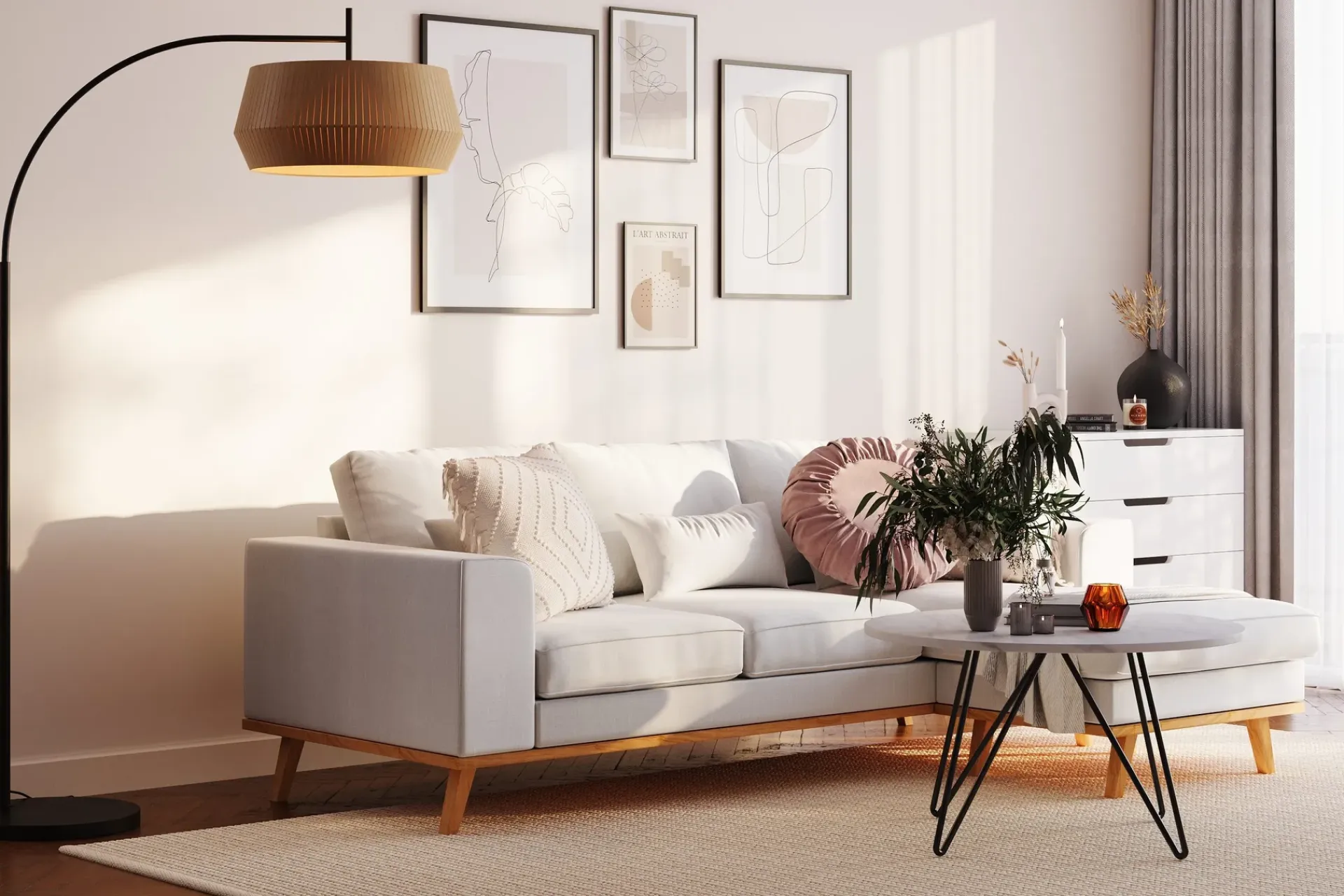 Scandinavian Choice Copenhagen Compact 3-seters Vendbar L-formet Divansofa i Stoff
