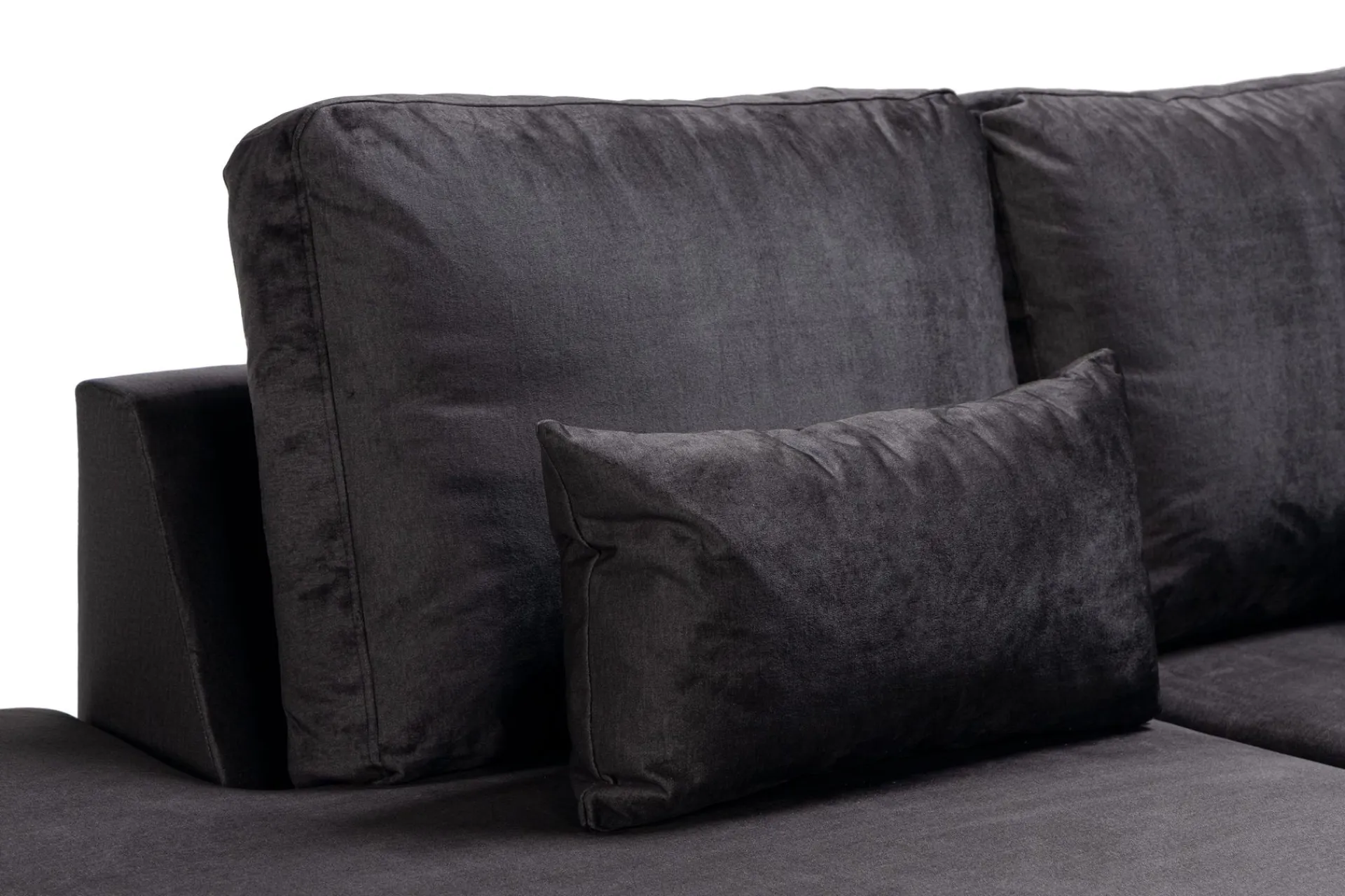 Scandinavian Choice Velour Sofa & Fløyel Sofa|U-Sofa-Copenhagen Compact 4-seters Venstrevendt U-formet Large Sofa med Divan og Sjeselong i Fløyel Mørkegrå