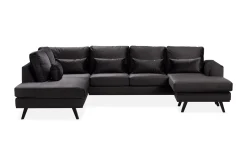 Scandinavian Choice Velour Sofa & Fløyel Sofa|U-Sofa-Copenhagen Compact 4-seters Venstrevendt U-formet Large Sofa med Divan og Sjeselong i Fløyel Mørkegrå