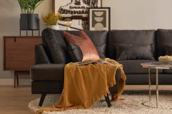 Scandinavian Choice Velour Sofa & Fløyel Sofa|U-Sofa-Copenhagen Compact 4-seters Venstrevendt U-formet Large Sofa med Divan og Sjeselong i Fløyel Mørkegrå
