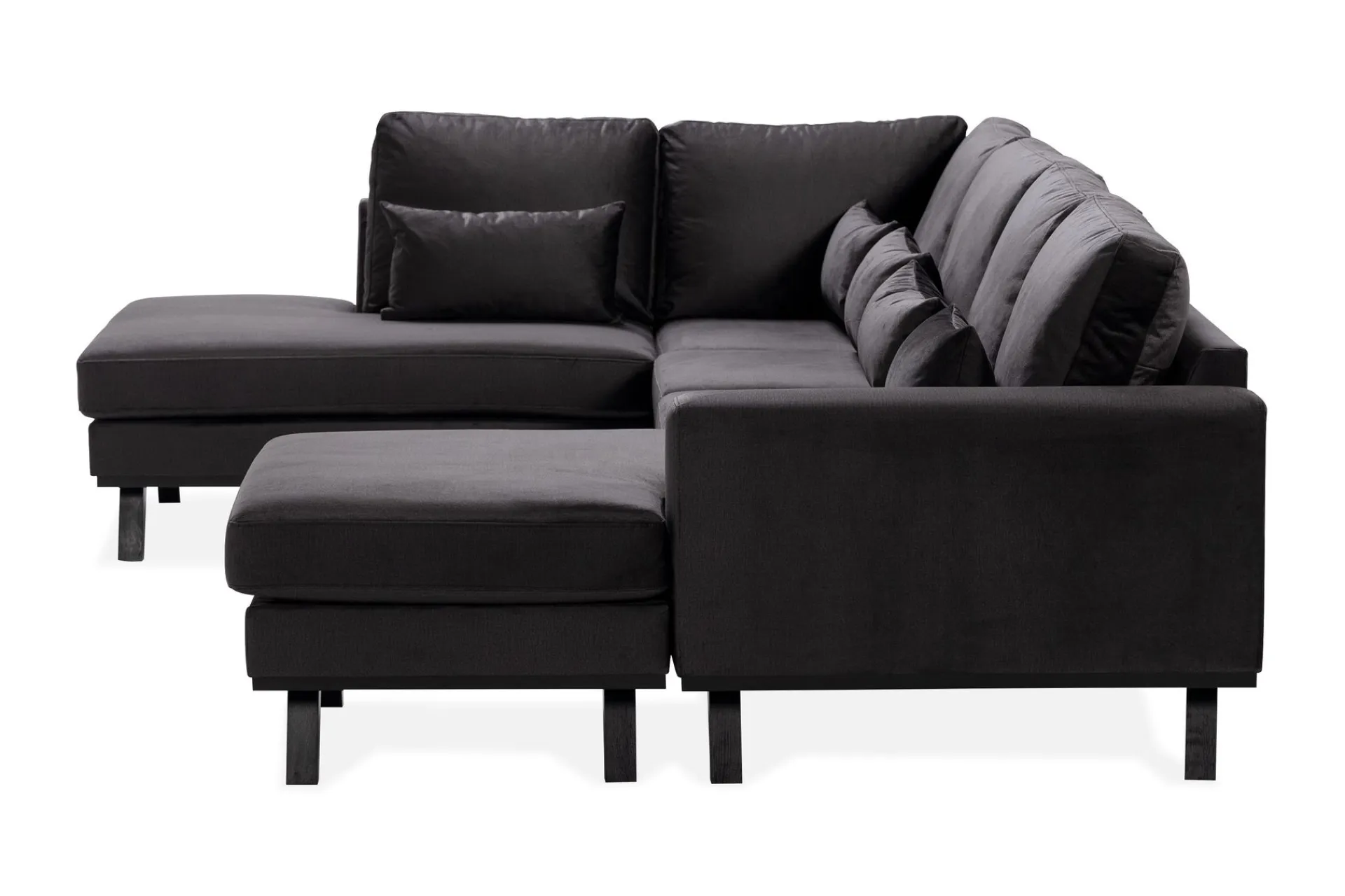 Scandinavian Choice Velour Sofa & Fløyel Sofa|U-Sofa-Copenhagen Compact 4-seters Venstrevendt U-formet Large Sofa med Divan og Sjeselong i Fløyel Mørkegrå