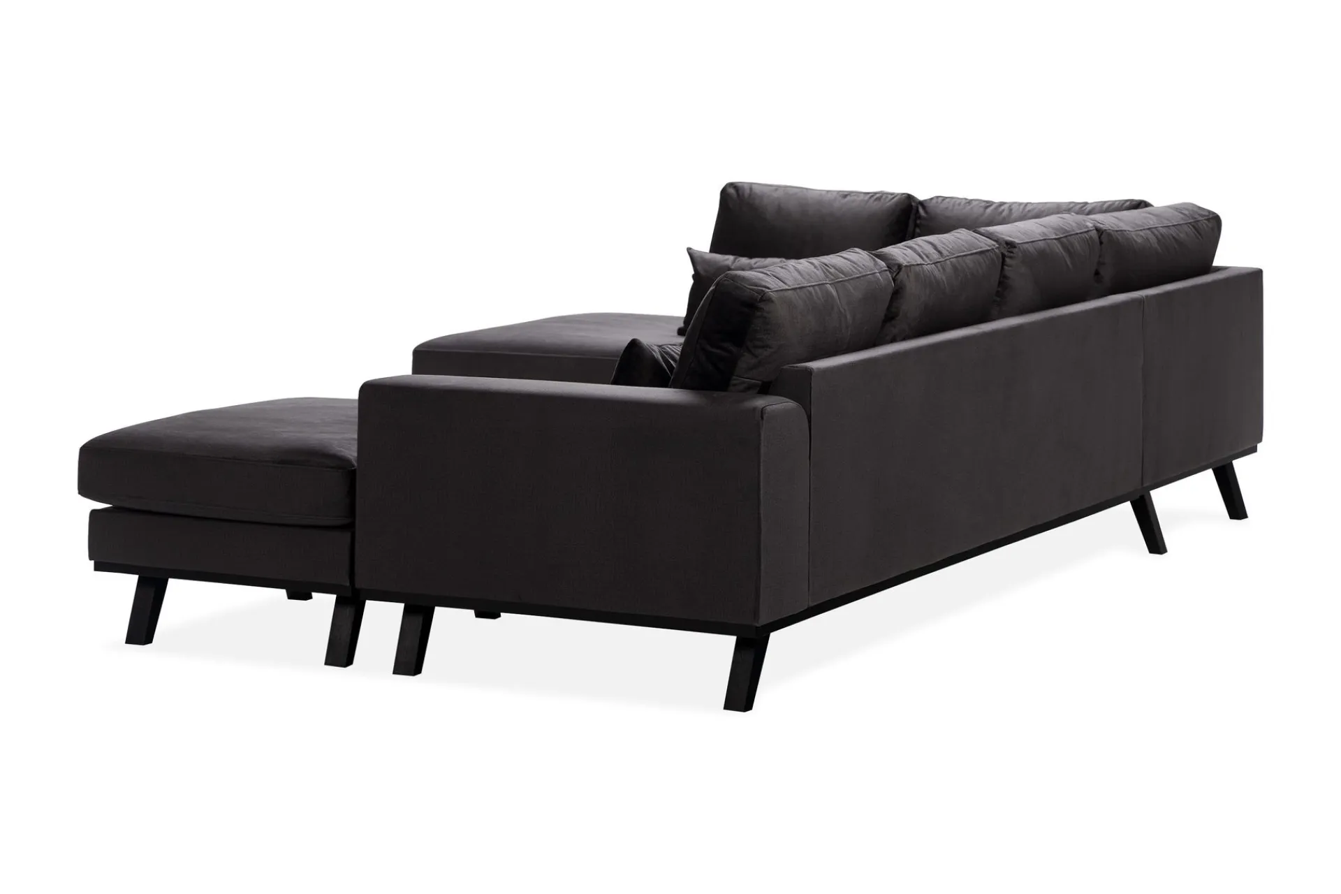 Scandinavian Choice Velour Sofa & Fløyel Sofa|U-Sofa-Copenhagen Compact 4-seters Venstrevendt U-formet Large Sofa med Divan og Sjeselong i Fløyel Mørkegrå