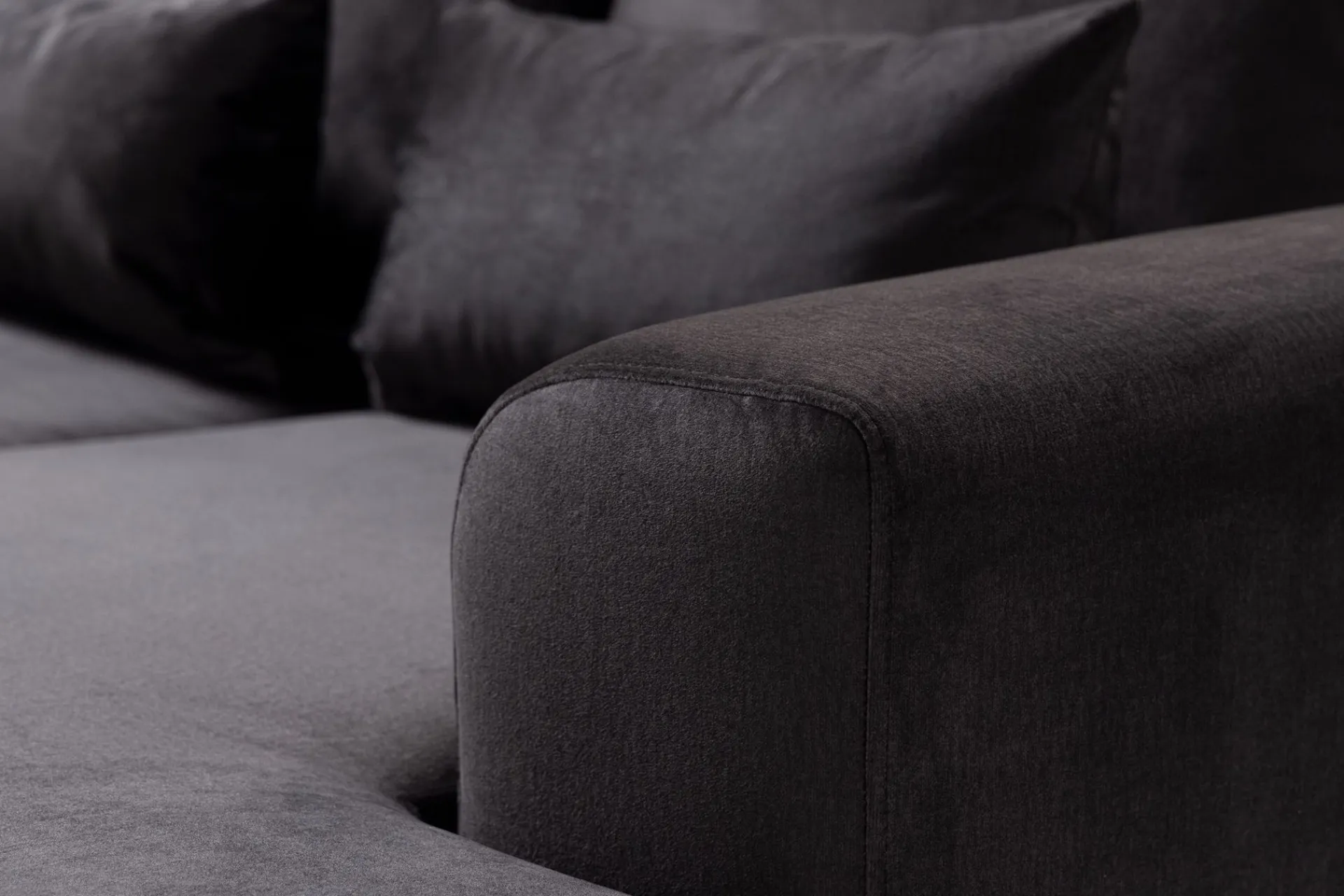 Scandinavian Choice Velour Sofa & Fløyel Sofa|U-Sofa-Copenhagen Compact 4-seters Venstrevendt U-formet Large Sofa med Divan og Sjeselong i Fløyel Mørkegrå