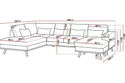 Scandinavian Choice Velour Sofa & Fløyel Sofa|U-Sofa-Copenhagen Compact 4-seters Venstrevendt U-formet Large Sofa med Divan og Sjeselong i Fløyel Mørkegrå