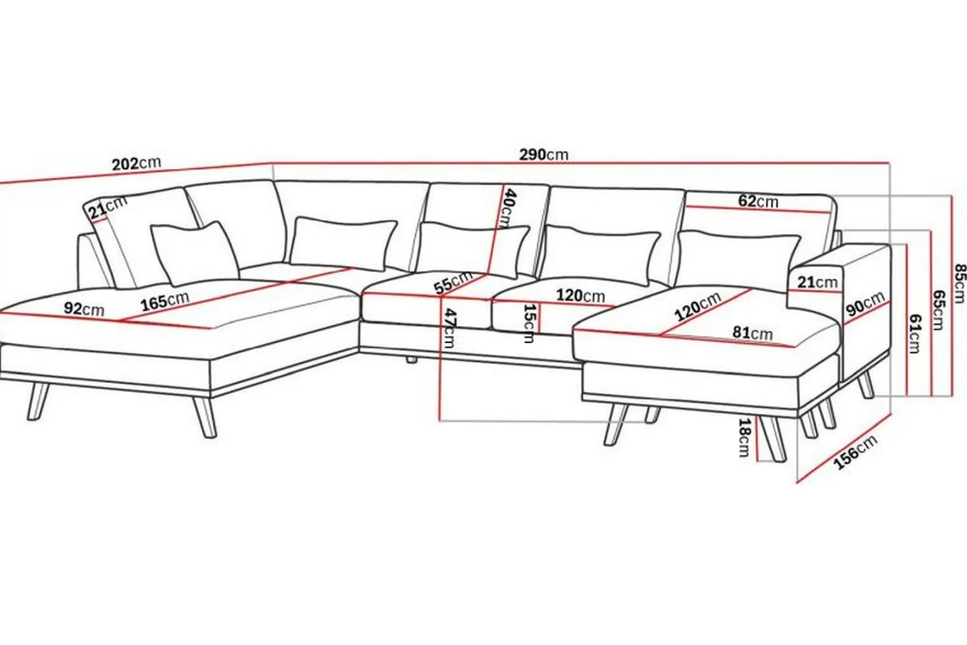 Scandinavian Choice Velour Sofa & Fløyel Sofa|U-Sofa-Copenhagen Compact 4-seters Venstrevendt U-formet Large Sofa med Divan og Sjeselong i Fløyel Mørkegrå