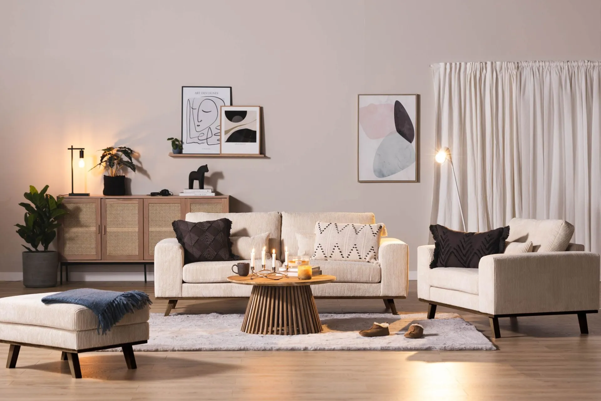 Scandinavian Choice Lenestoler-Copenhagen Lenestol Cordfløyel Beige