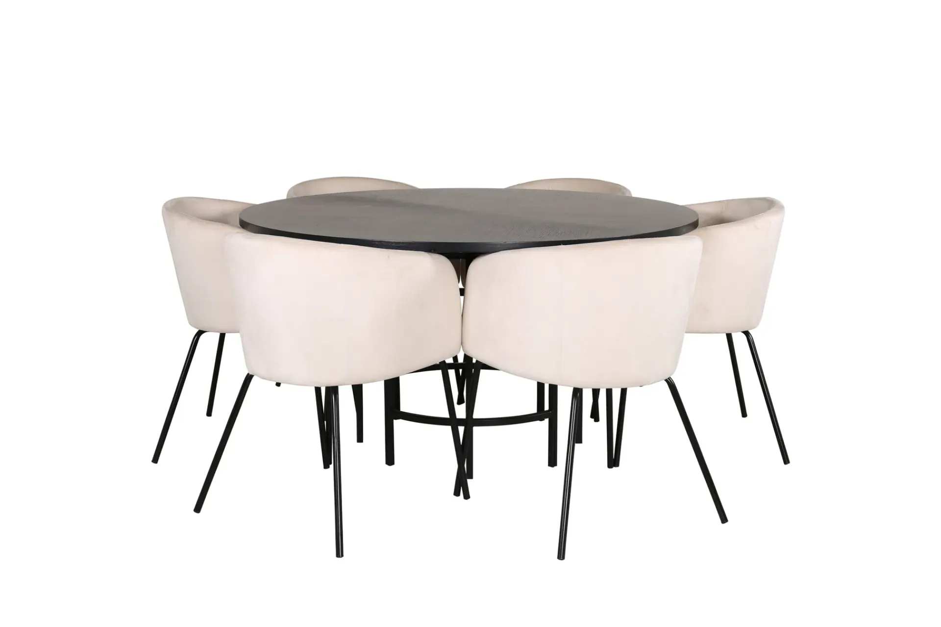 Venture Home Spisegrupper-Copenhagen Matgruppe 140 cm Rund med 6 Berit stoler Beige,Svart