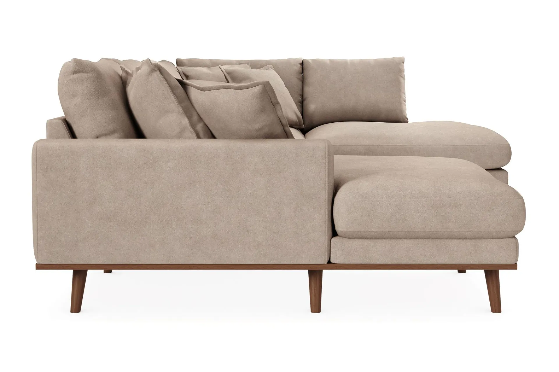 Scandinavian Choice U-Sofa-Copenhagen Premium 5-personers Højrevendt U-formet Dyb Sofa med Divan og Chaiselong i Stoff Ljusbrun