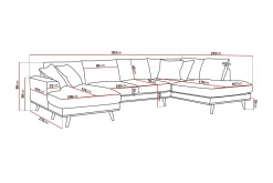 Scandinavian Choice U-Sofa-Copenhagen Premium 5-personers Højrevendt U-formet Dyb Sofa med Divan og Chaiselong i Stoff Ljusbrun