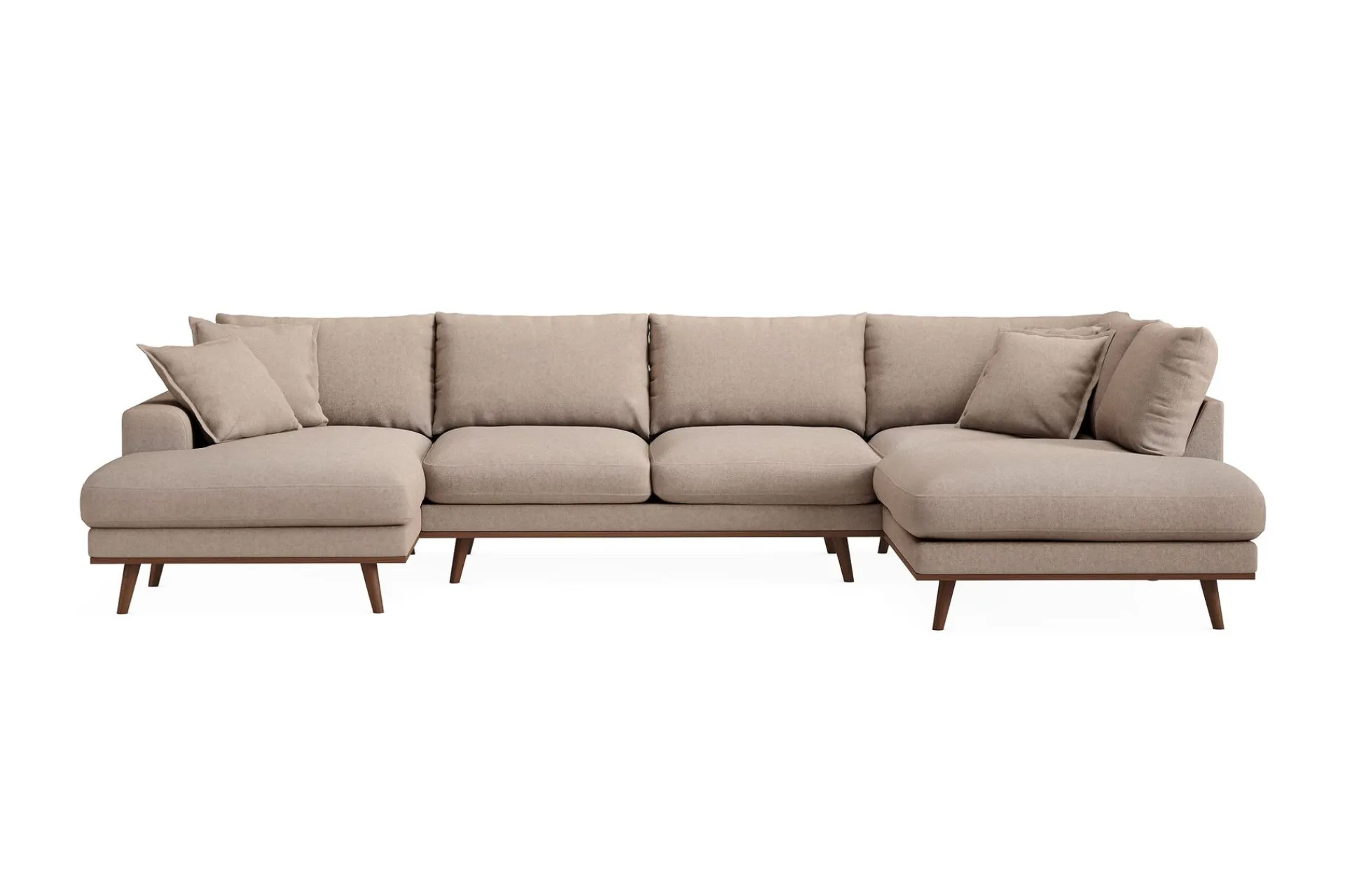 Scandinavian Choice U-Sofa-Copenhagen Premium 5-personers Højrevendt U-formet Dyb Sofa med Divan og Chaiselong i Stoff Ljusbrun