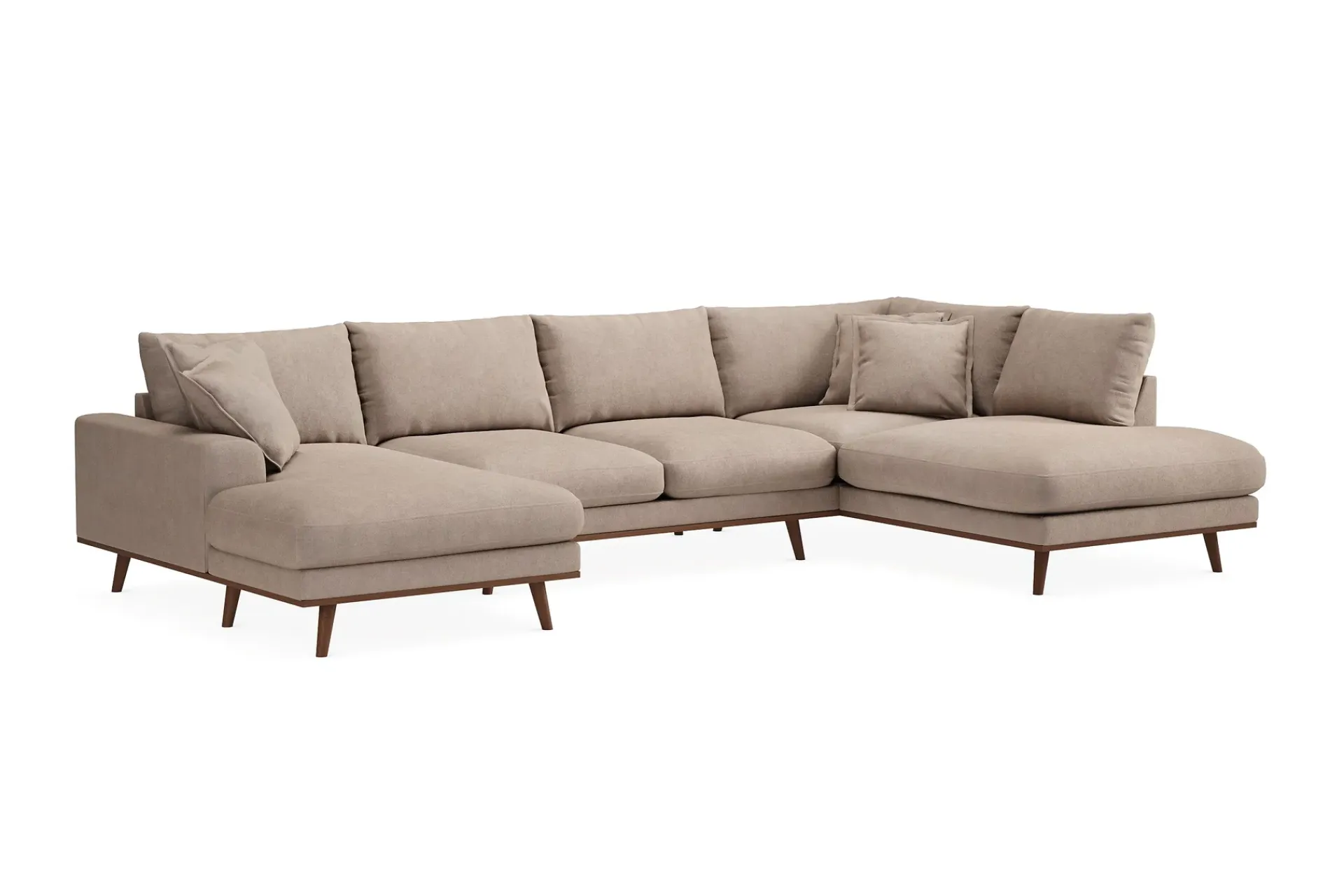 Scandinavian Choice U-Sofa-Copenhagen Premium 5-personers Højrevendt U-formet Dyb Sofa med Divan og Chaiselong i Stoff Ljusbrun