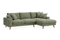 Scandinavian Choice Sofa Med Sjeselong-Copenhagen Premium 4-personers Højrevendt L-formet Dyb Divansofa i Chenille Grønn