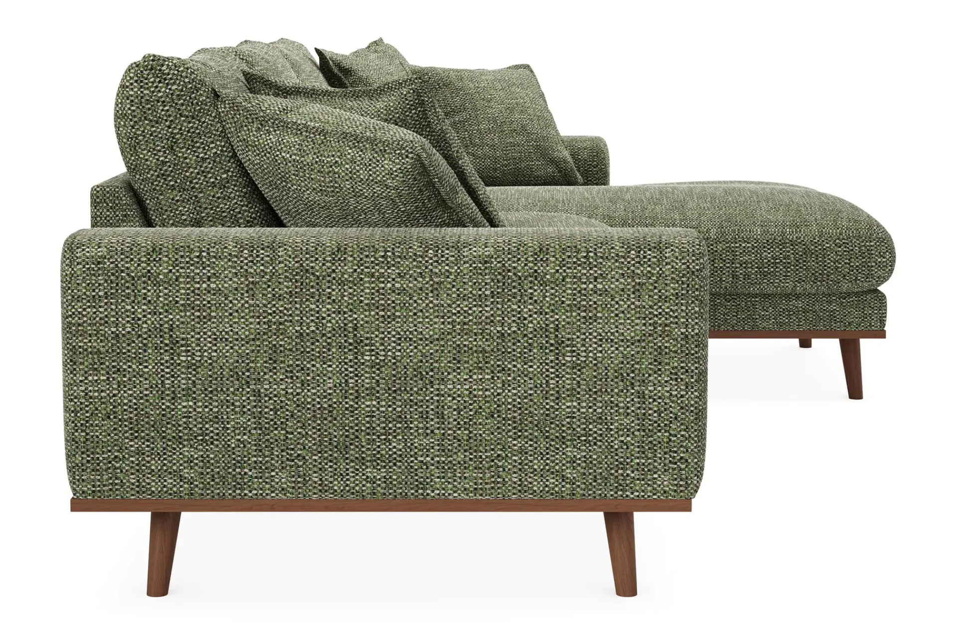Scandinavian Choice Sofa Med Sjeselong-Copenhagen Premium 4-personers Højrevendt L-formet Dyb Divansofa i Chenille Grønn