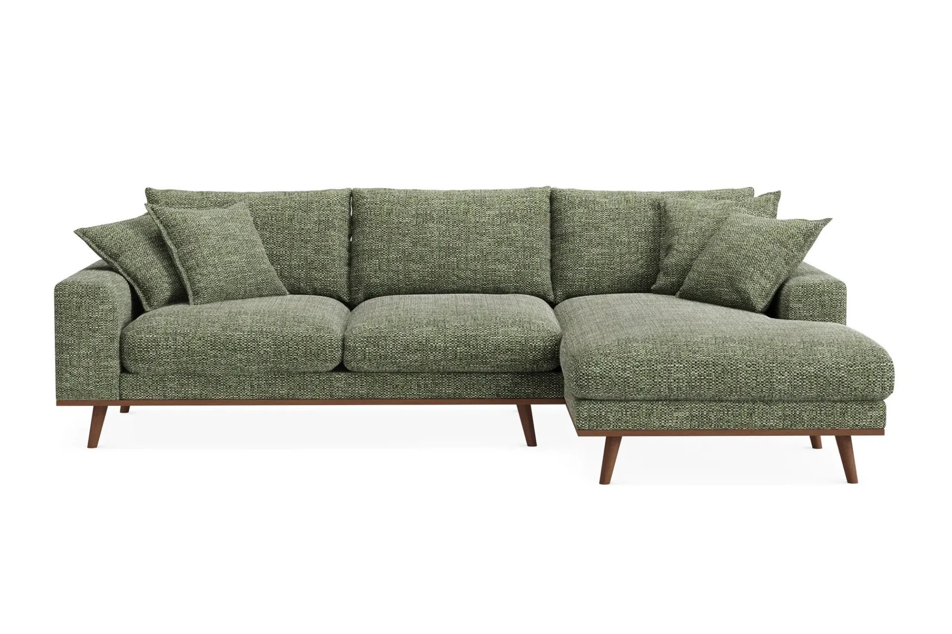 Scandinavian Choice Sofa Med Sjeselong-Copenhagen Premium 4-personers Højrevendt L-formet Dyb Divansofa i Chenille Grønn