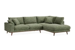 Scandinavian Choice Sofa Med Sjeselong-Copenhagen Premium 4-personers Højrevendt L-formet Dyb Chaiselongsofa i Chenille Grønn