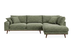 Scandinavian Choice Sofa Med Sjeselong-Copenhagen Premium 4-personers Højrevendt L-formet Dyb Chaiselongsofa i Chenille Grønn