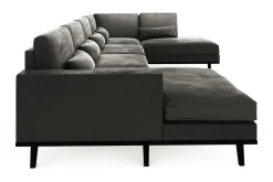 Scandinavian Choice Copenhagen 5-seters Høyrevendt U-formet Sofa med Divan og Sjeselong i Fløyel