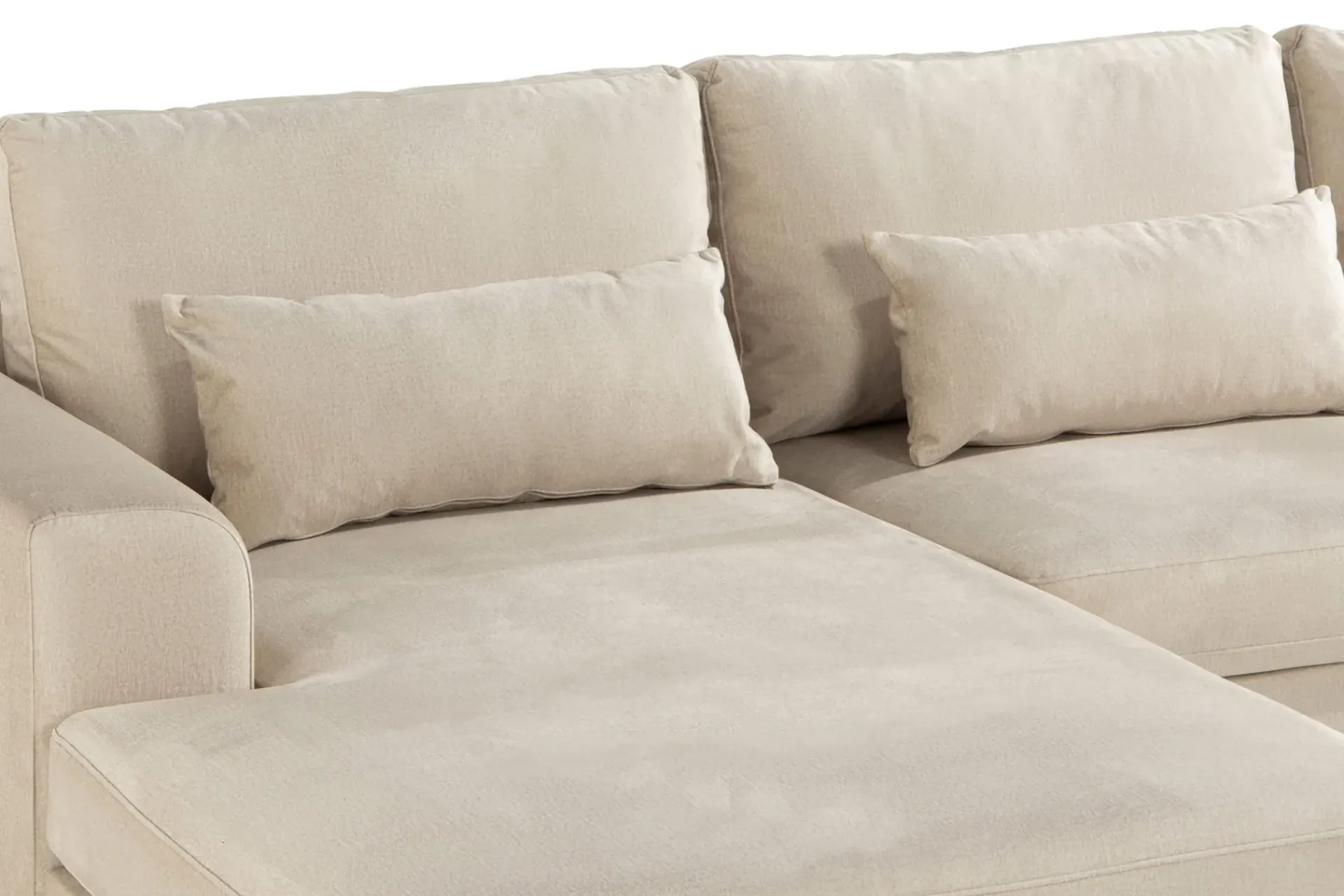 Scandinavian Choice Velour Sofa & Fløyel Sofa|Sofa Med Sjeselong-Copenhagen 4-seters Venstrevendt L-formet Divansofa i Fløyel Beige