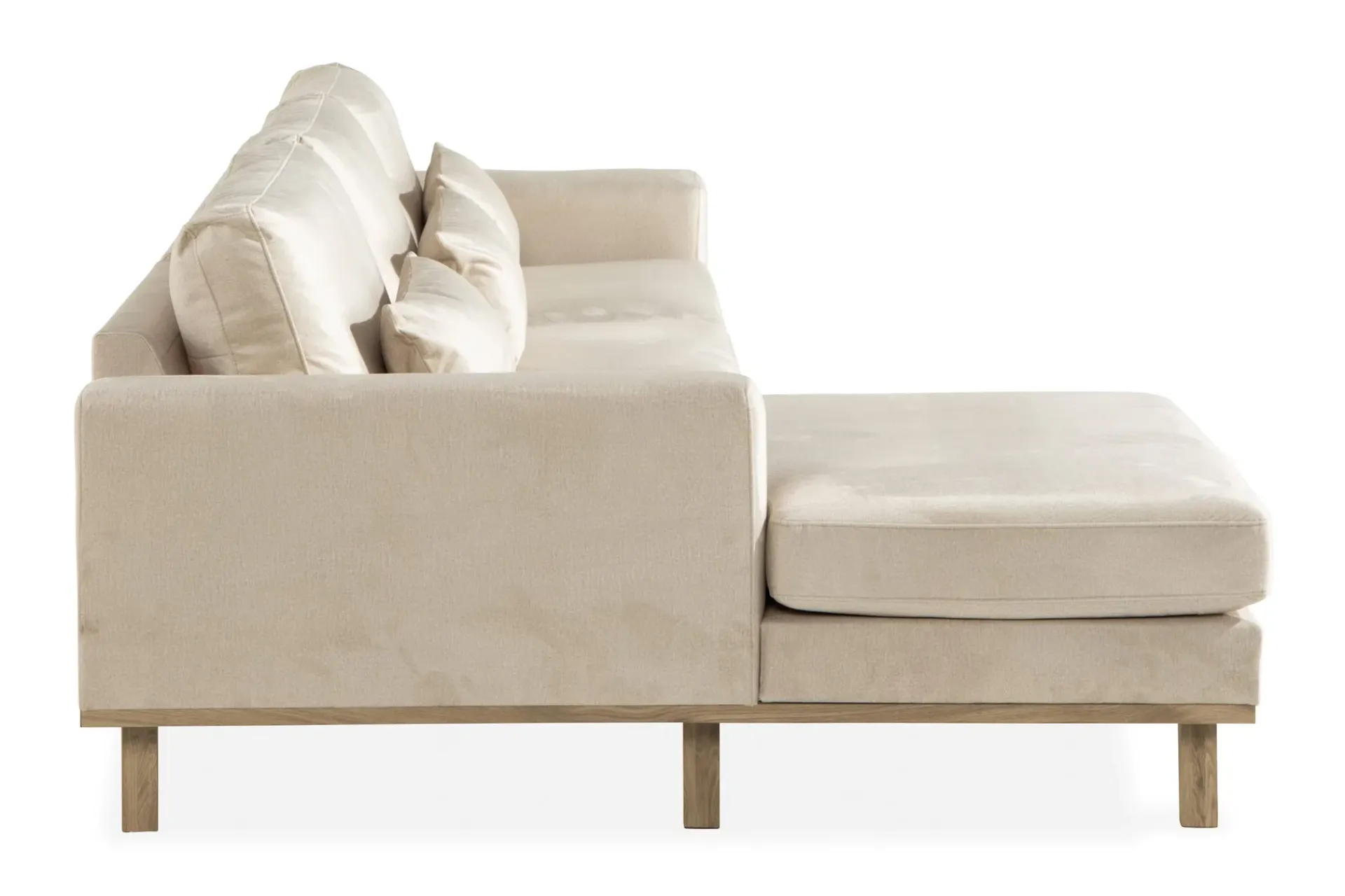 Scandinavian Choice Velour Sofa & Fløyel Sofa|Sofa Med Sjeselong-Copenhagen 4-seters Venstrevendt L-formet Divansofa i Fløyel Beige