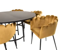 Venture Home Spisegrupper-Copenhagen Spisegruppe 140 cm Rund med 6 Limhamn Stoler Gull,Svart
