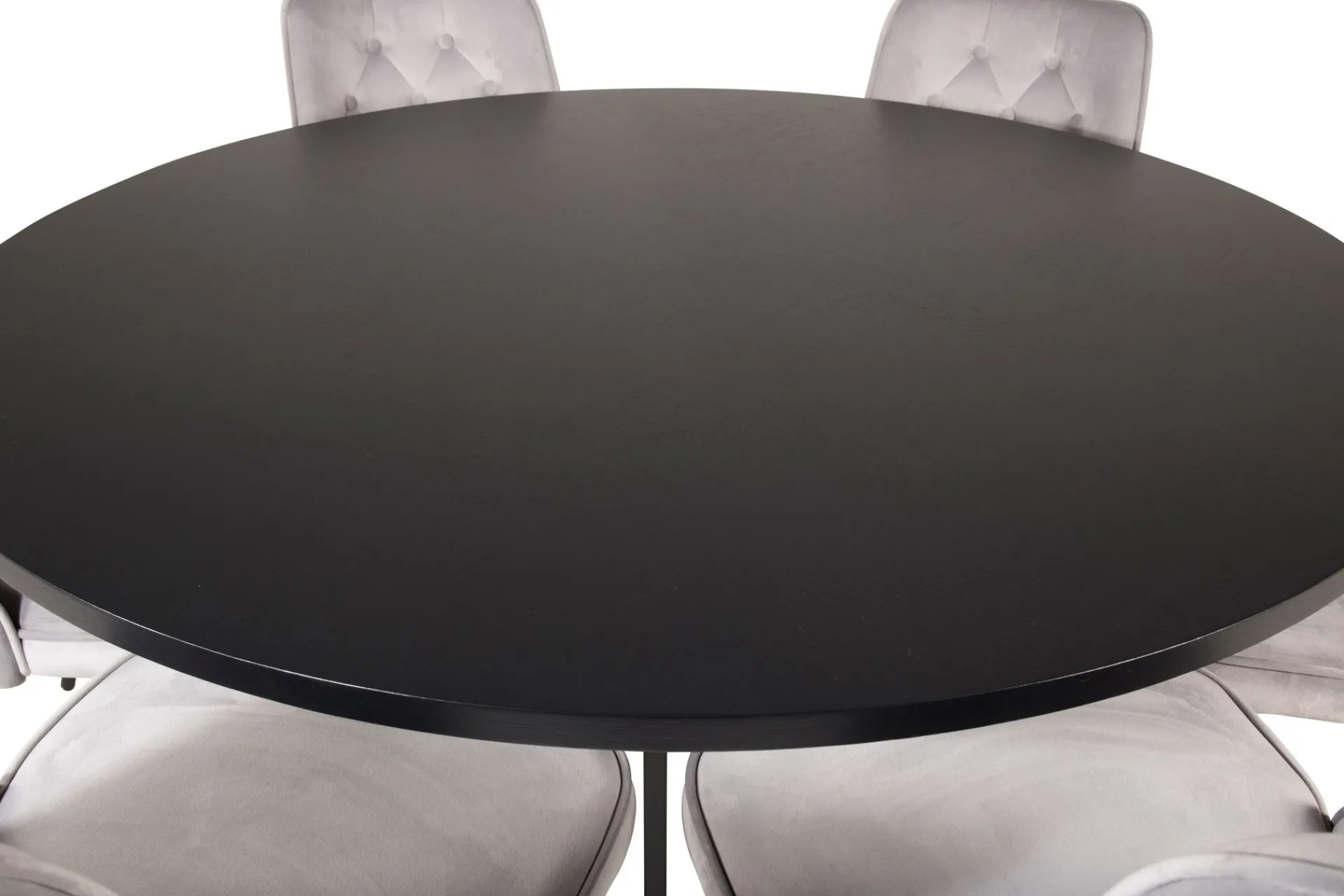 Venture Home Spisegrupper-Copenhagen Spisegruppe 140 cm Rund med 6 Velvet Stoler Svart,Lysegrå