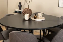 Venture Home Spisegrupper-Copenhagen Spisegruppe 140 cm Rund med 6 Velvet Stoler Svart,Grå
