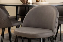 Venture Home Spisegrupper-Copenhagen Spisegruppe 140 cm Rund med 6 Velvet Stoler Svart,Grå
