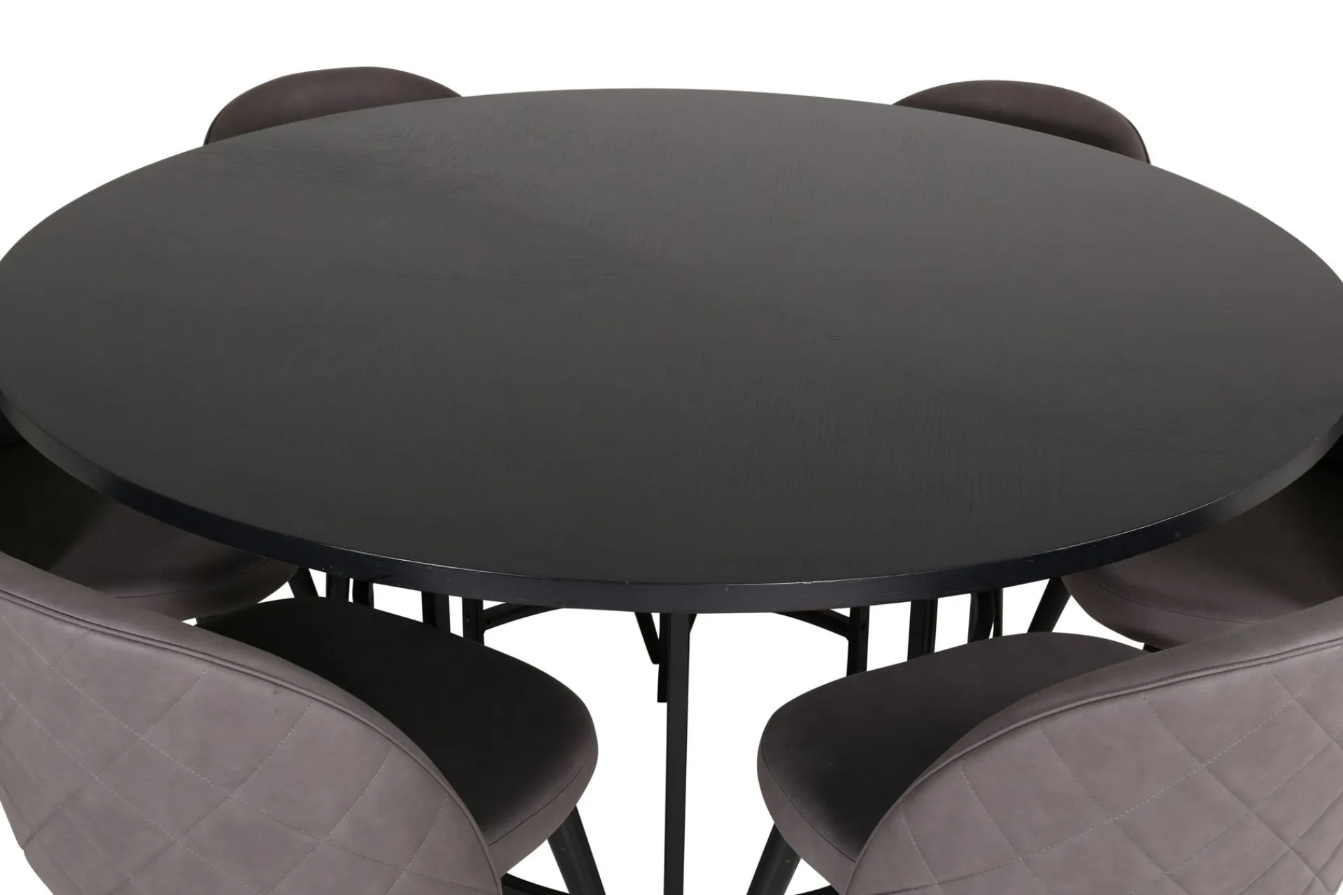 Venture Home Spisegrupper-Copenhagen Spisegruppe 140 cm Rund med 6 Velvet Stoler Svart,Grå