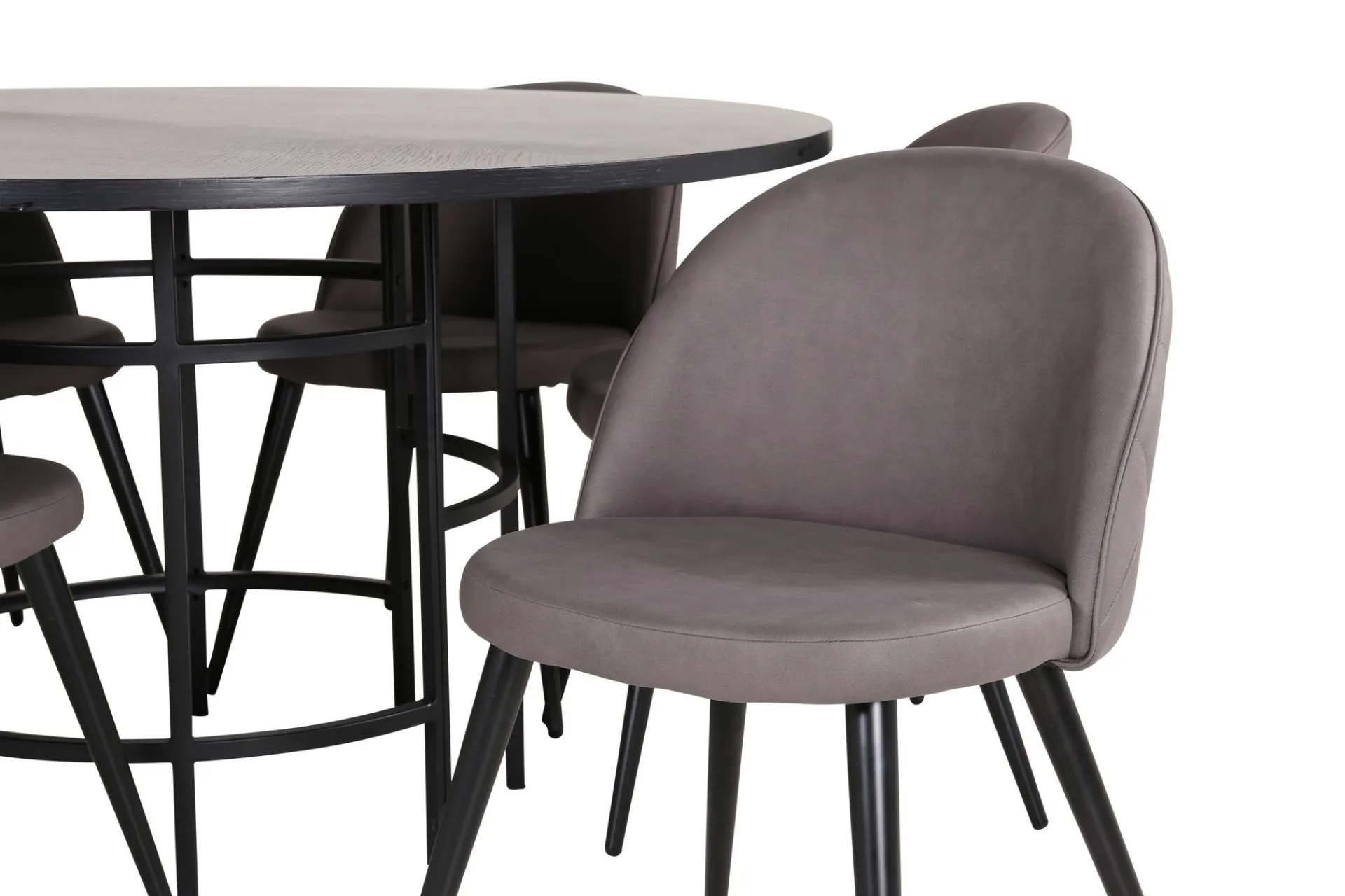 Venture Home Spisegrupper-Copenhagen Spisegruppe 140 cm Rund med 6 Velvet Stoler Svart,Grå