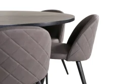 Venture Home Spisegrupper-Copenhagen Spisegruppe 140 cm Rund med 6 Velvet Stoler Svart,Grå