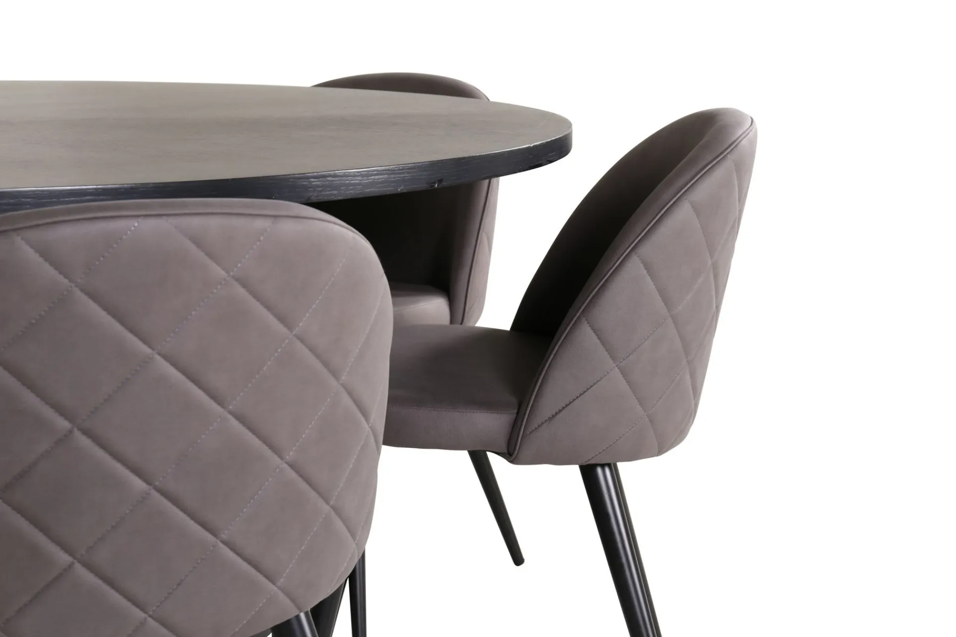 Venture Home Spisegrupper-Copenhagen Spisegruppe 140 cm Rund med 6 Velvet Stoler Svart,Grå