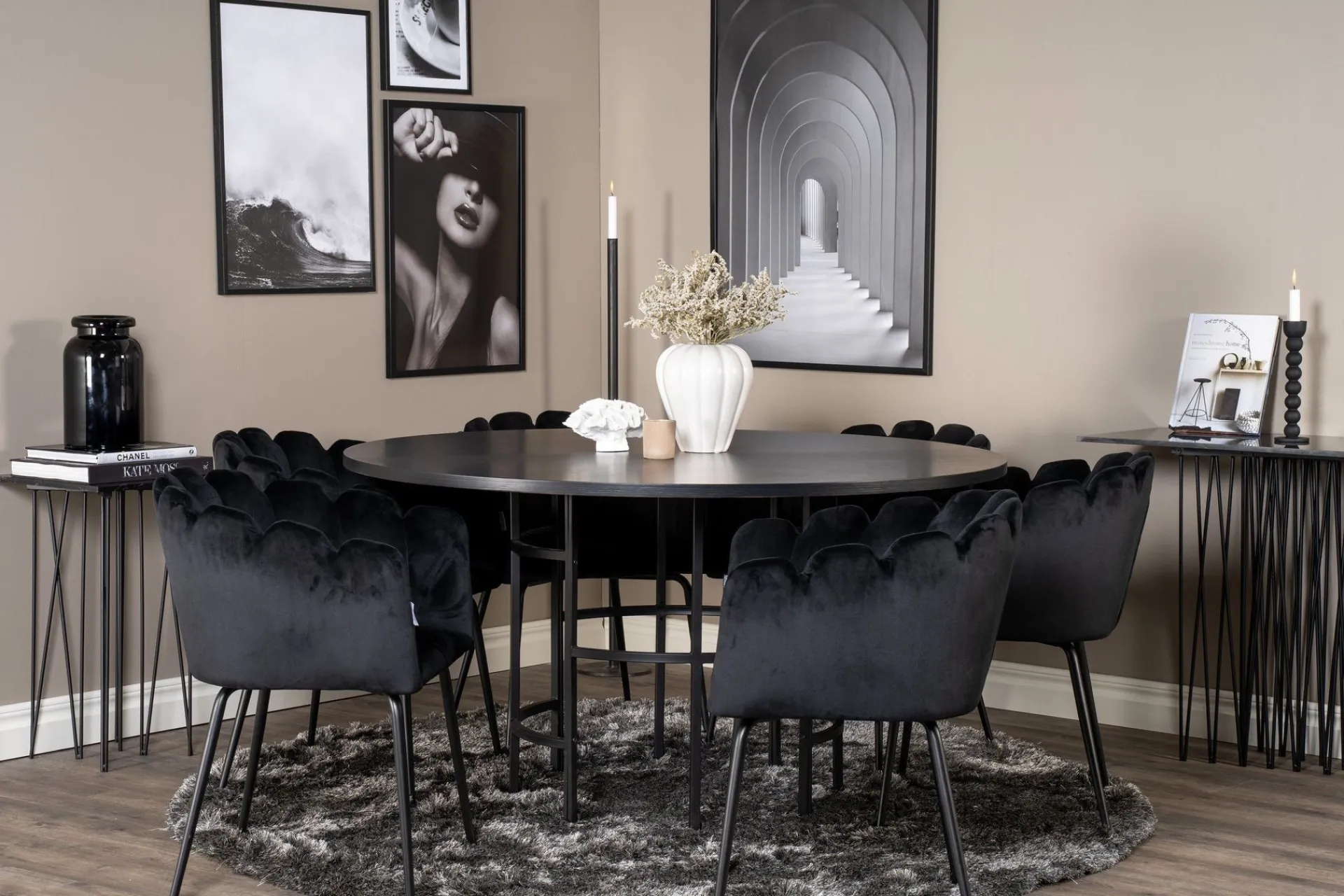 Furniture Fashion Spisegrupper-Copenhagen Spisegruppe med 6 Limhamn Spisestoler Svart