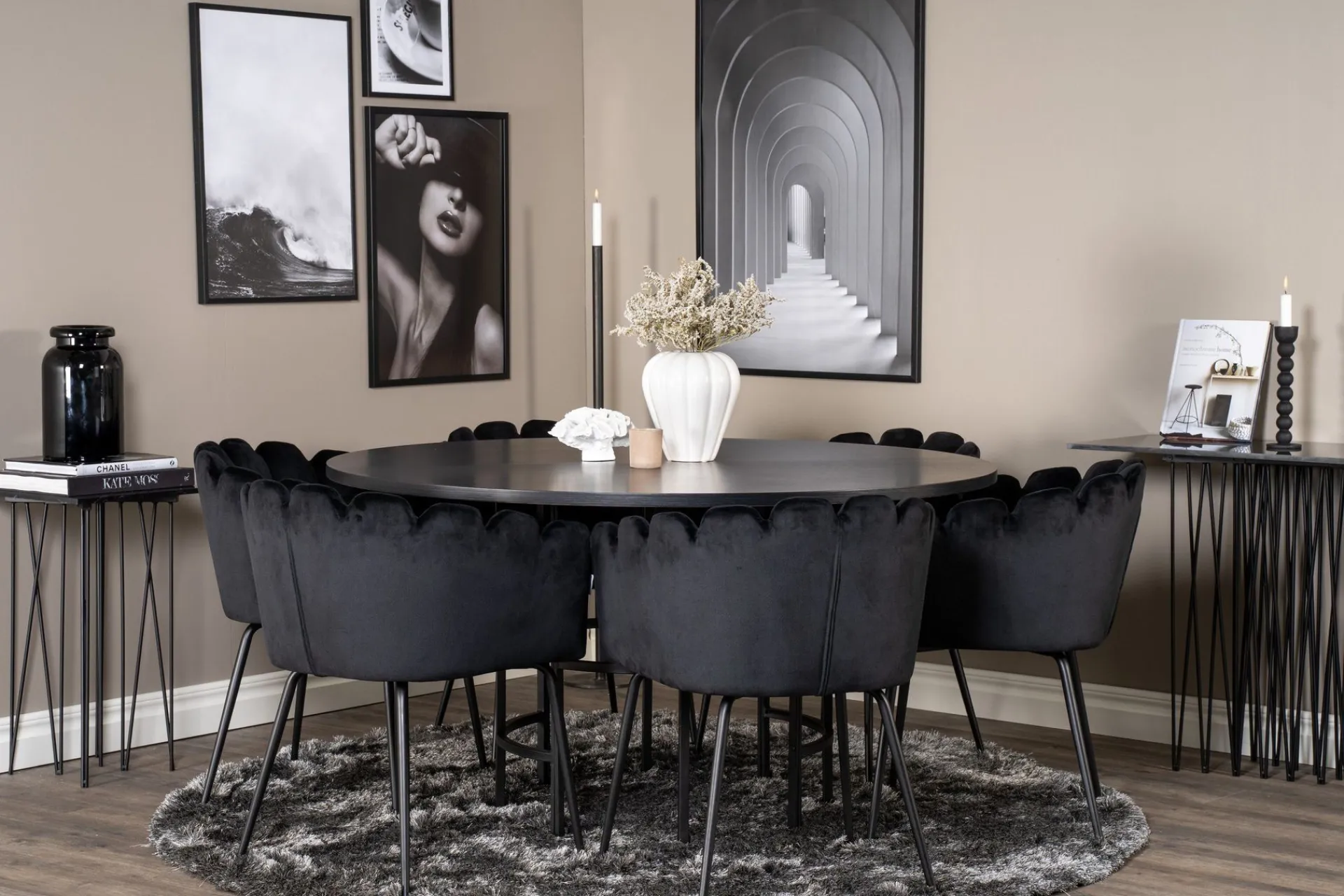 Furniture Fashion Spisegrupper-Copenhagen Spisegruppe med 6 Limhamn Spisestoler Svart
