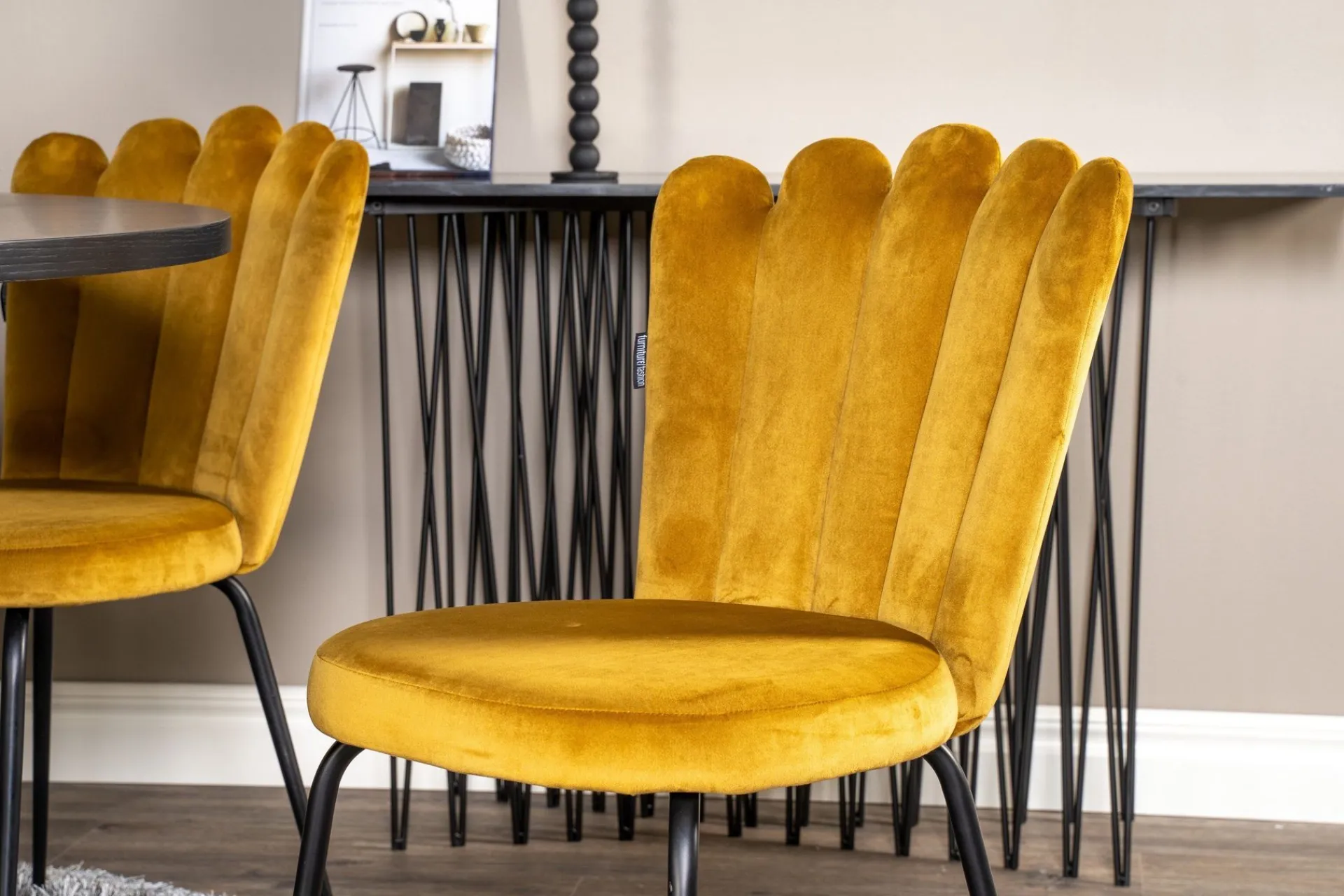 Furniture Fashion Spisegrupper-Copenhagen Spisegruppe med 6 Limhamn Spisestoler Gul Svart,Gul