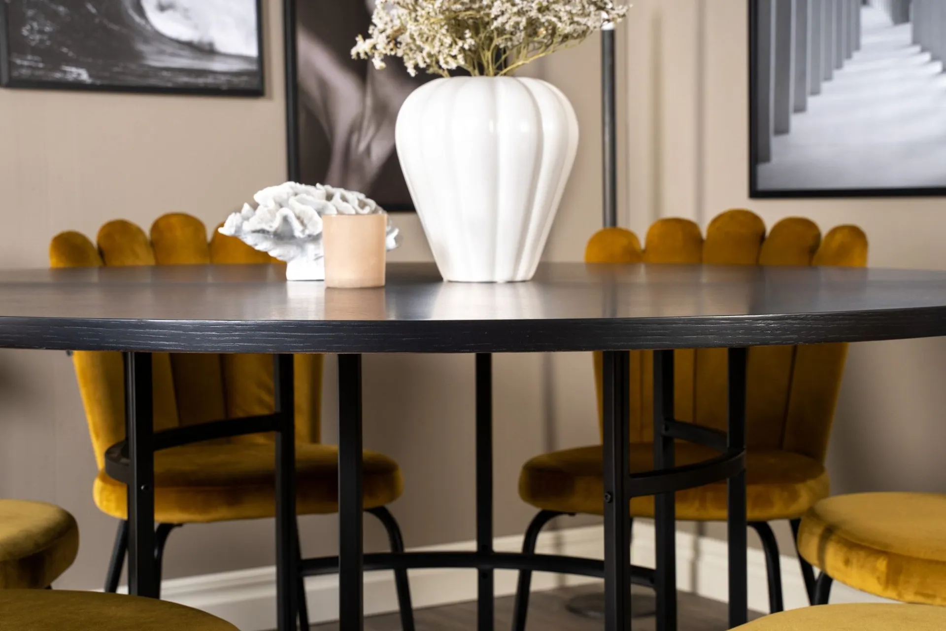 Furniture Fashion Spisegrupper-Copenhagen Spisegruppe med 6 Limhamn Spisestoler Gul Svart,Gul