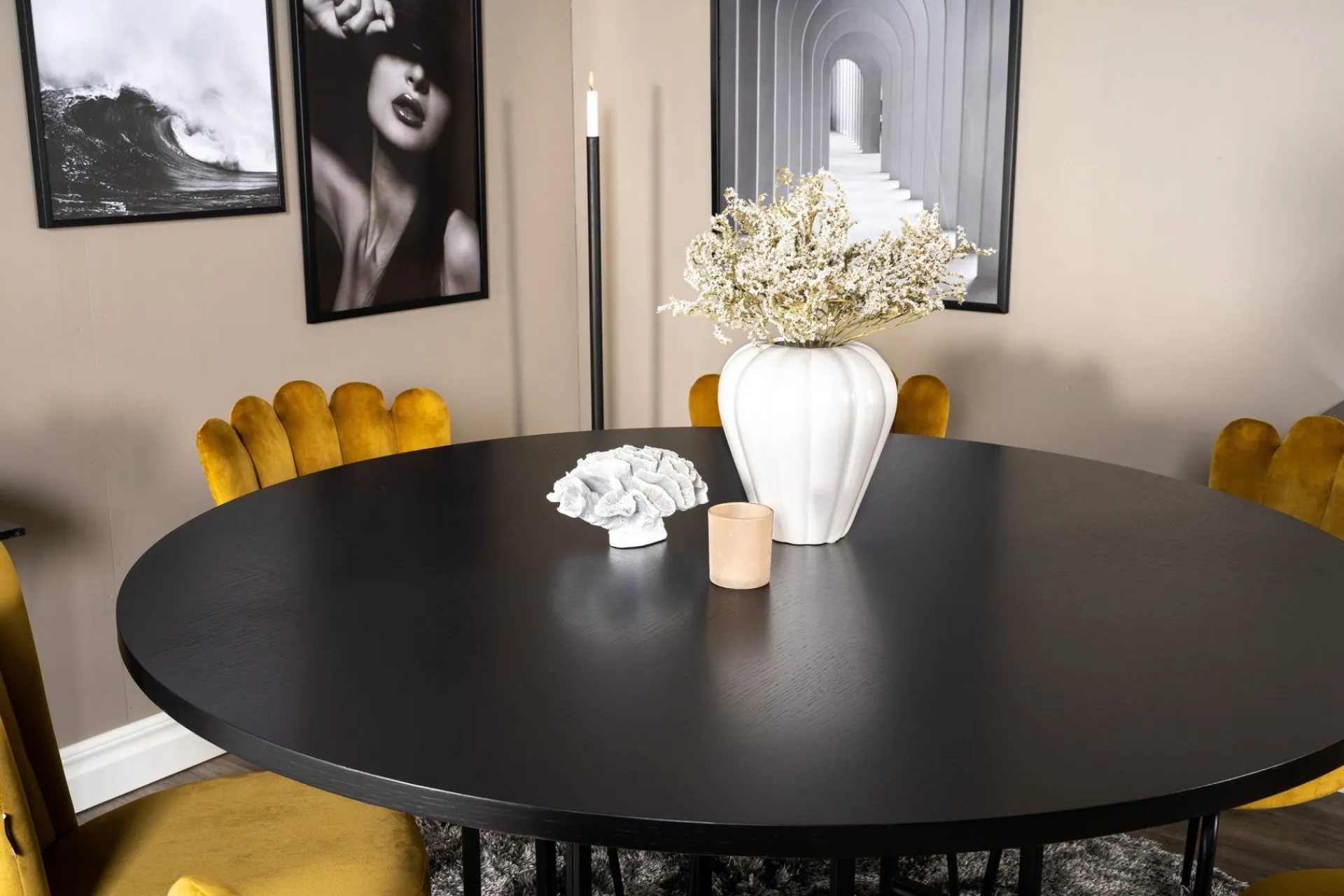 Furniture Fashion Spisegrupper-Copenhagen Spisegruppe med 6 Limhamn Spisestoler Gul Svart,Gul
