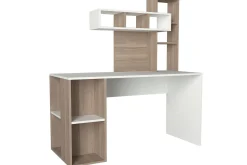 Kontorbord-Coralle Skrivebord 140 cm med Oppbevaringshyller Hvit