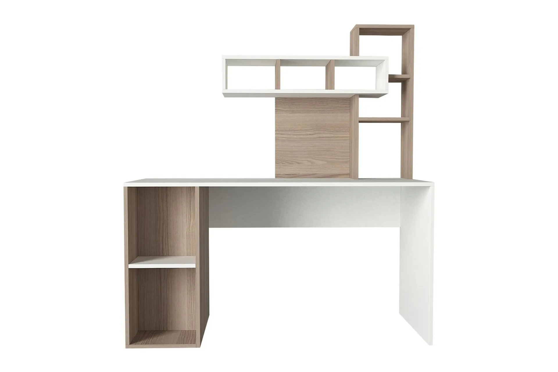 Kontorbord-Coralle Skrivebord 140 cm med Oppbevaringshyller Hvit