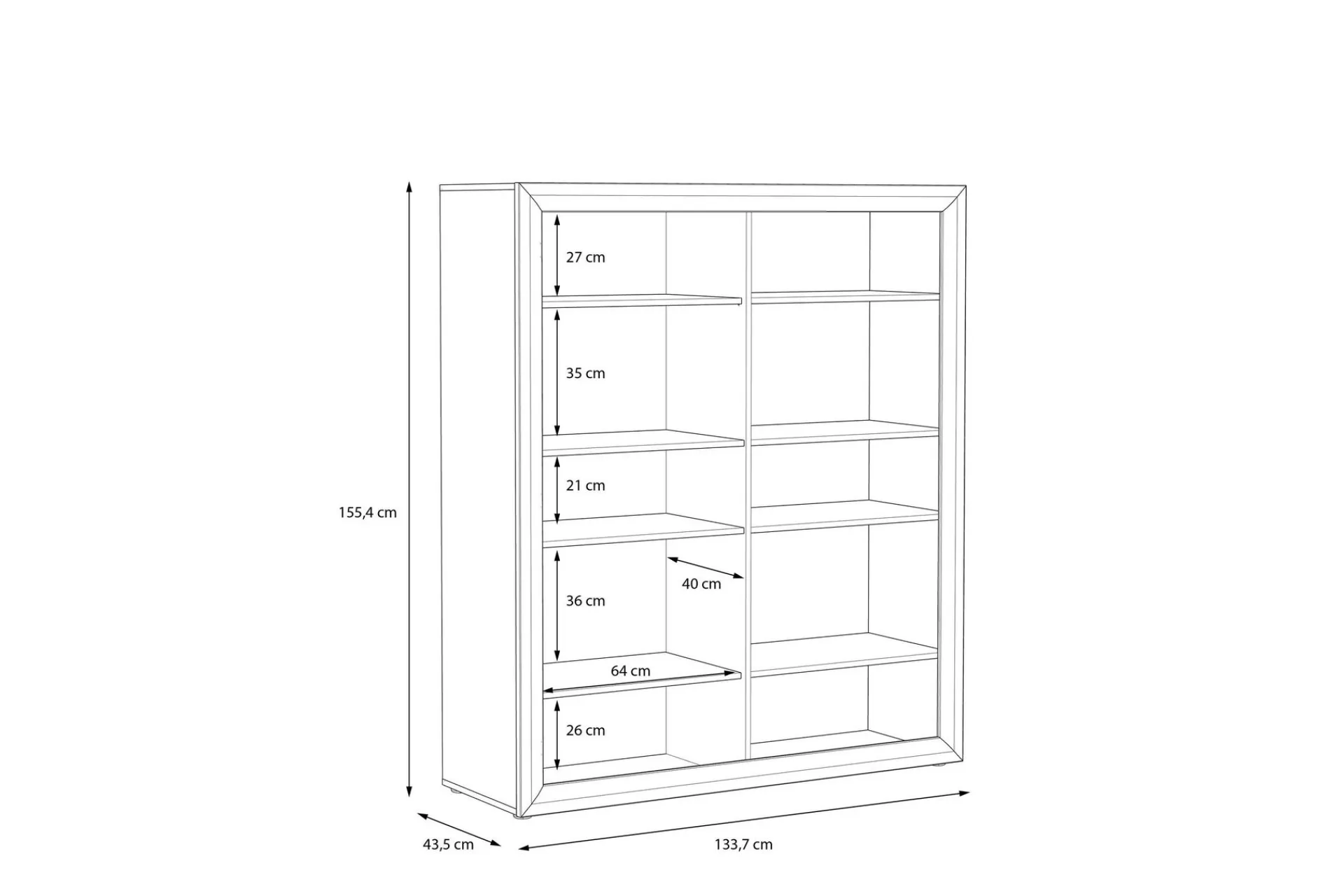 Hjørneskap|Skap-Corlius Vitrineskap 41x134 cm Beige/Brun