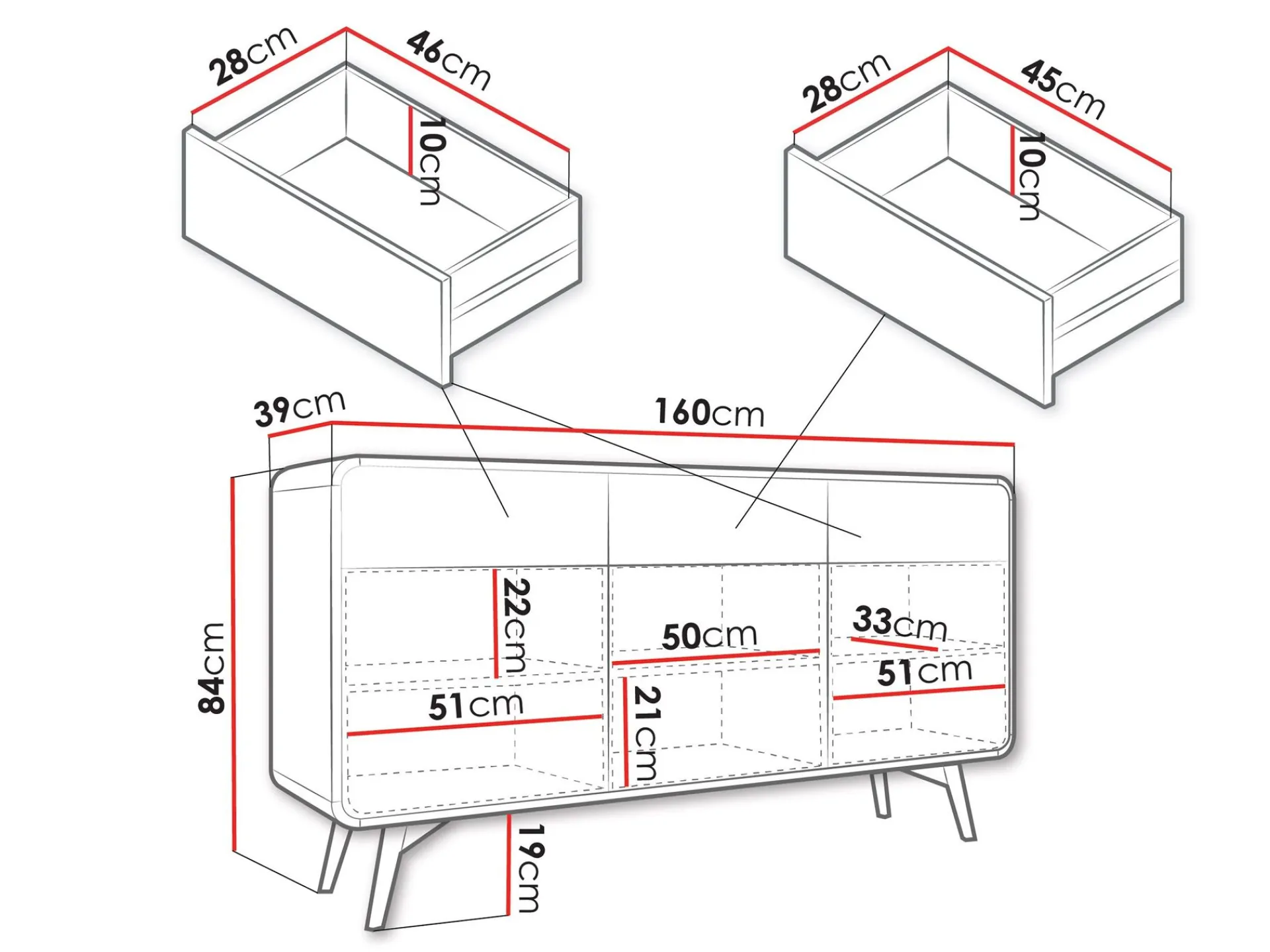 Skap|Vegghengt Oppbevaring-Corvan Skjenk 160 cm brown