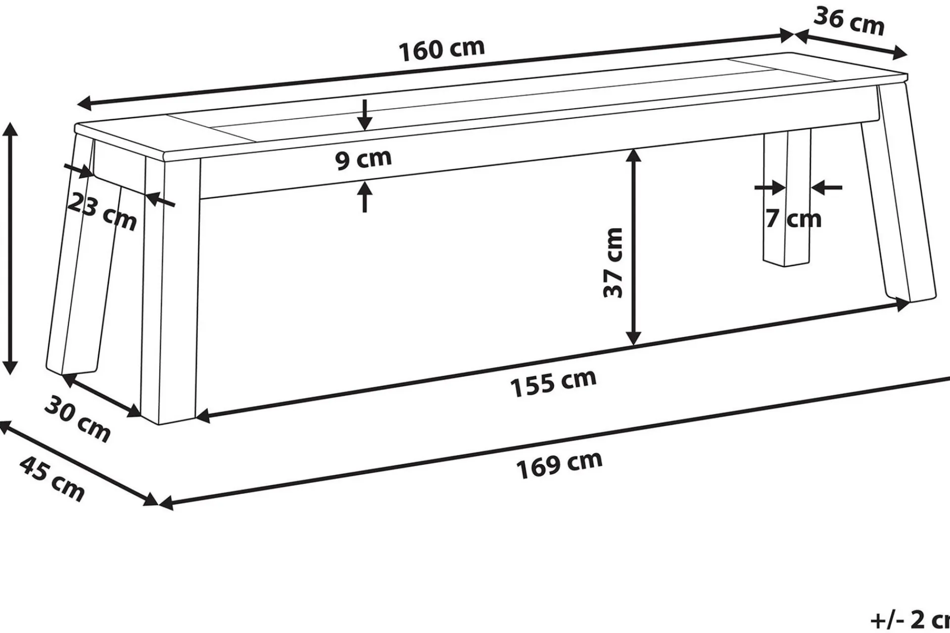 Coteto 3-seters Sittebenk 160 cm