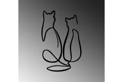 Skilt-Couple Cat Love Veggdekor Svart