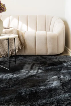 KM Home Moderne Tepper-Cozy Ryematte 110x160 cm Rektangulær Svart