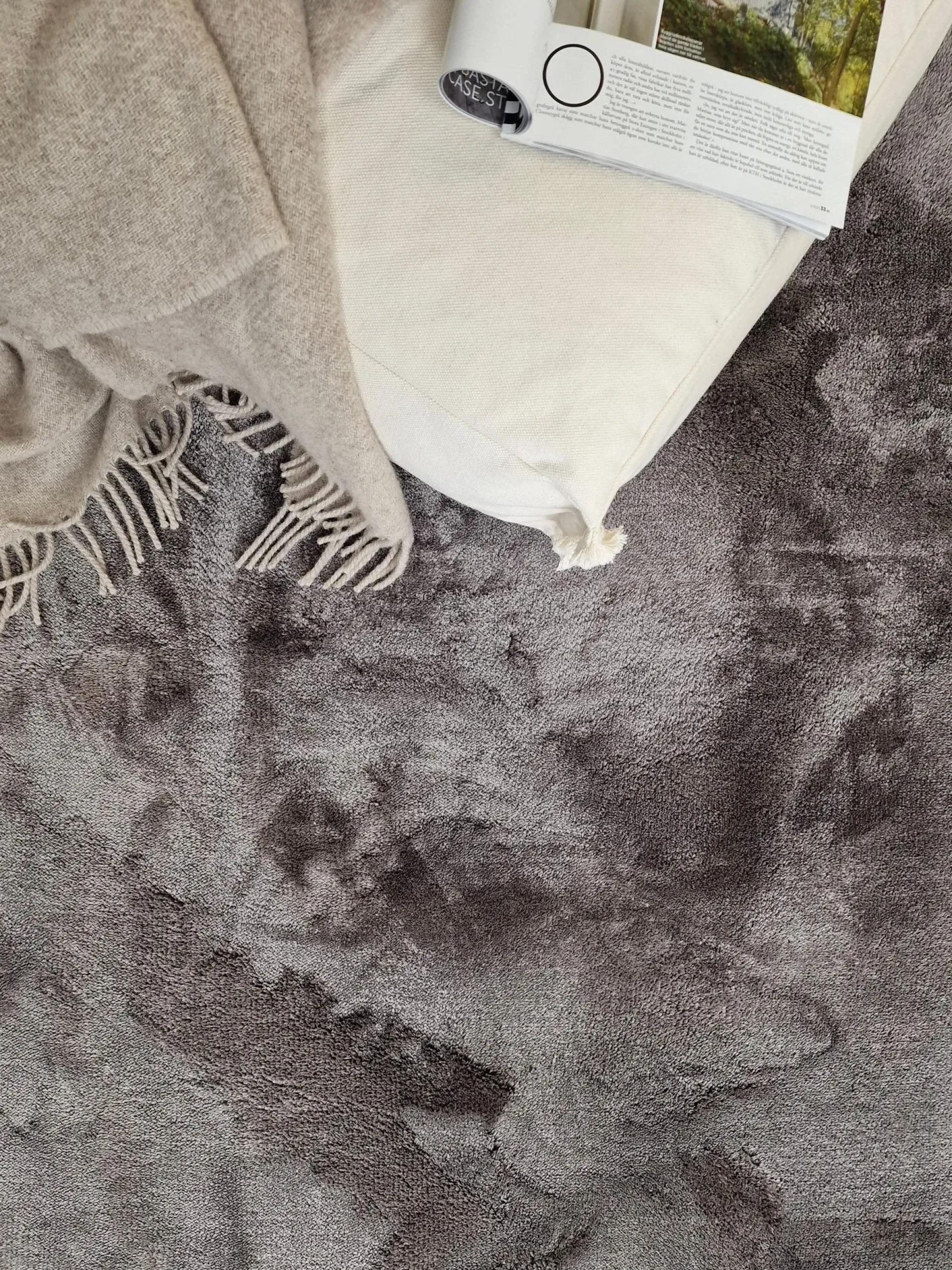 KM Home Moderne Tepper-Cozy Ryeteppe 133x190 cm Rektangulært Grey