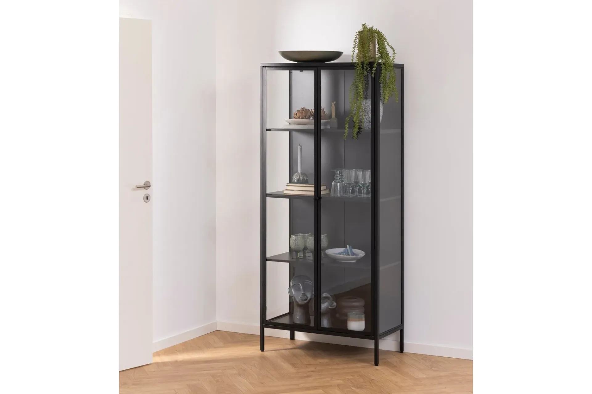Vitrineskap|Skap-Crabtree Vitrineskap 180 cm Svart